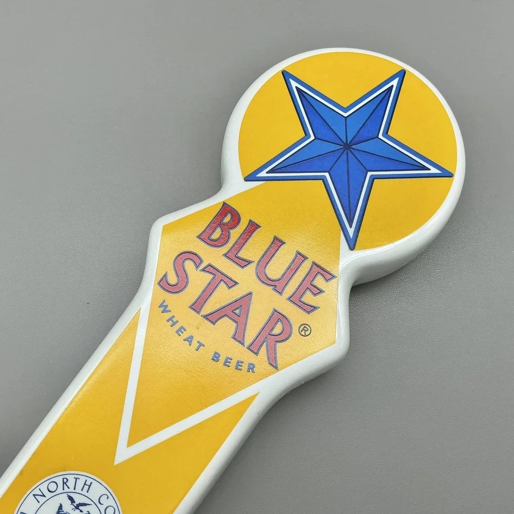 North Coast Brewing Blue Star Wheat Beer Tap Handle Yellow Bar Pub Decor‎